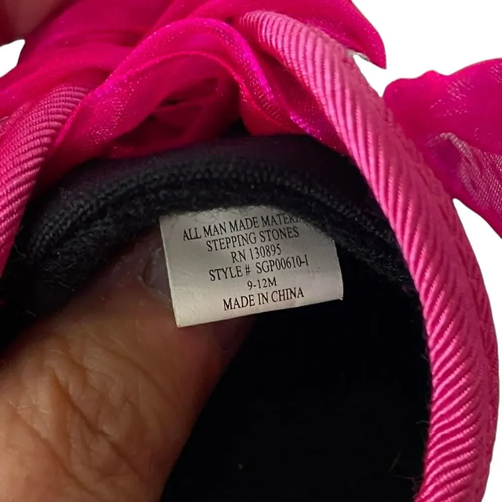 Zebra Sequin Hot Pink Baby Shoes Sz 9-12mo
